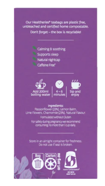 Healtheries Sleep Chamomile & Passionflower Tea Bags 40pk - Cafe Supply