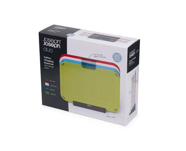 Joseph Joseph Duo 4-piece Chopping Board Set with Storage Stand - Cafe Supply