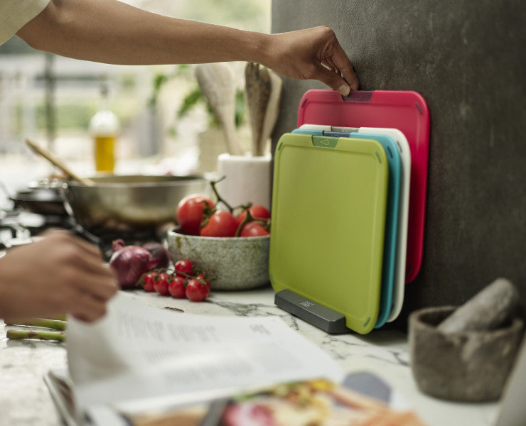 Joseph Joseph Duo 4-piece Chopping Board Set with Storage Stand - Cafe Supply