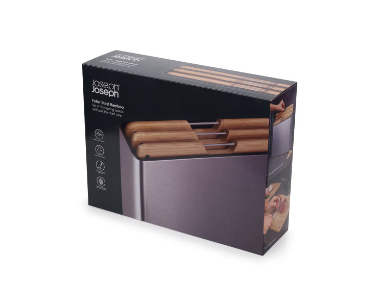 Joseph Joseph Folio Steel Bamboo 3 Piece Board Set - Cafe Supply