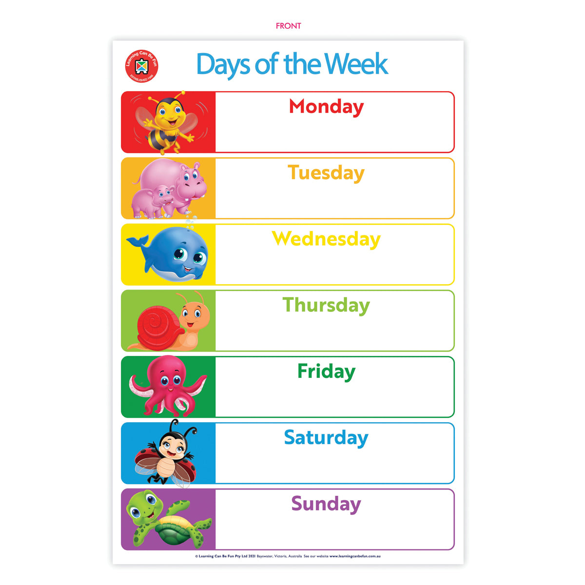 LCBF Wall Chart Days of the Week and Months of the Year Poster - Cafe Supply
