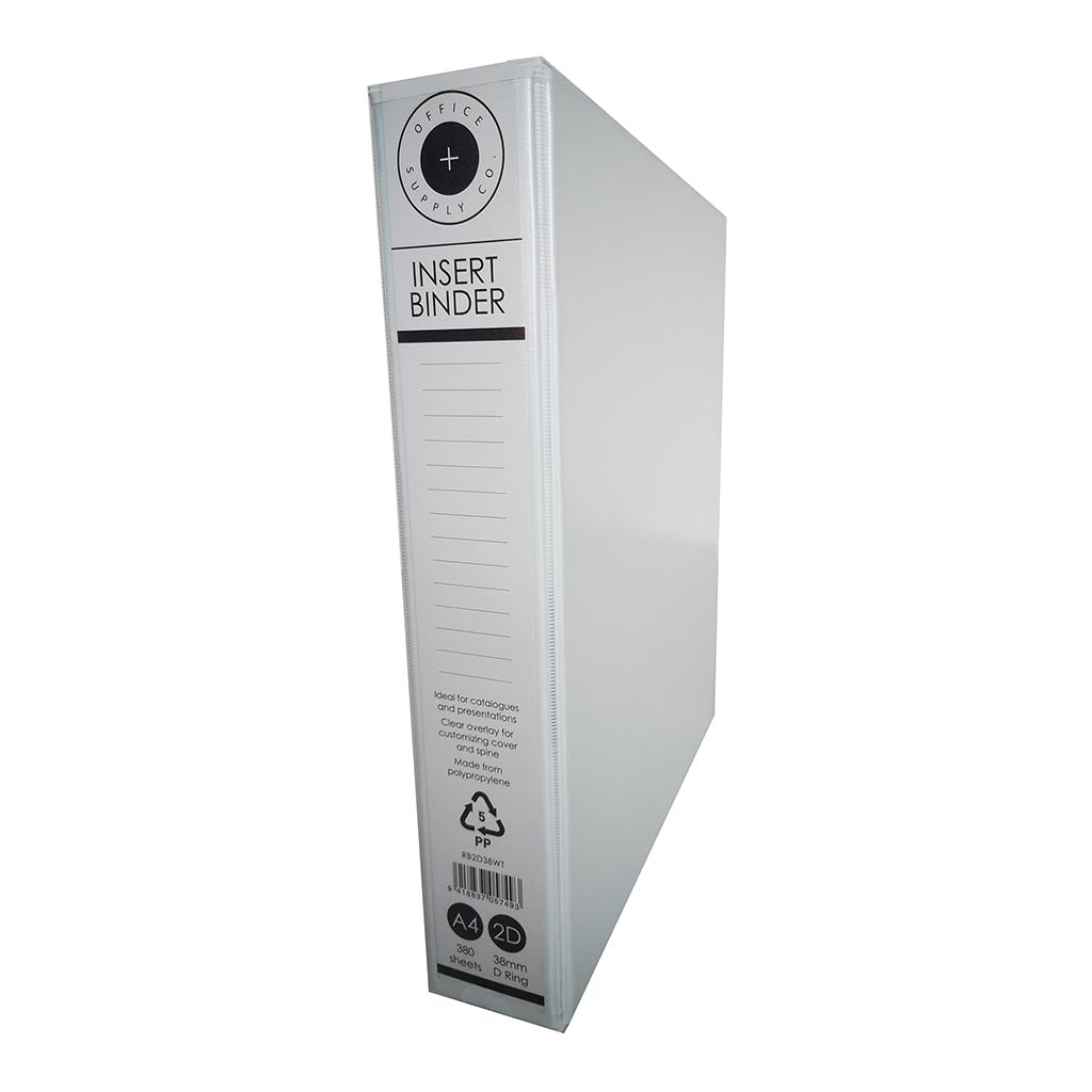 OSC Insert Binder A4 2D 38mm White - Cafe Supply