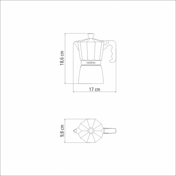 Tramontina Italian Espresso Coffee Maker Black 320ml, 6 Cup - Cafe Supply