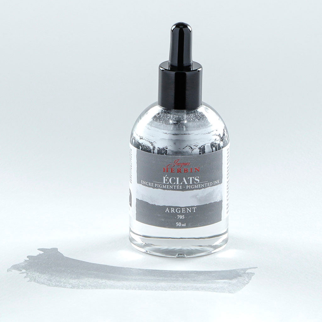 Jacques Herbin Eclats Pigmented Ink Silver 50ml - Cafe Supply