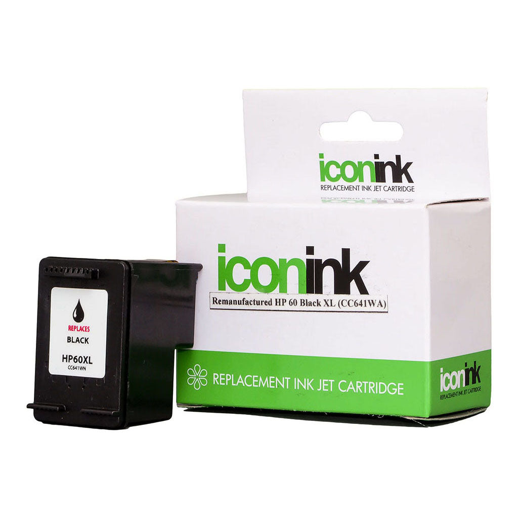 Icon Remanufactured HP 60 Black XL Ink Cartridge (CC641WA) - Cafe Supply