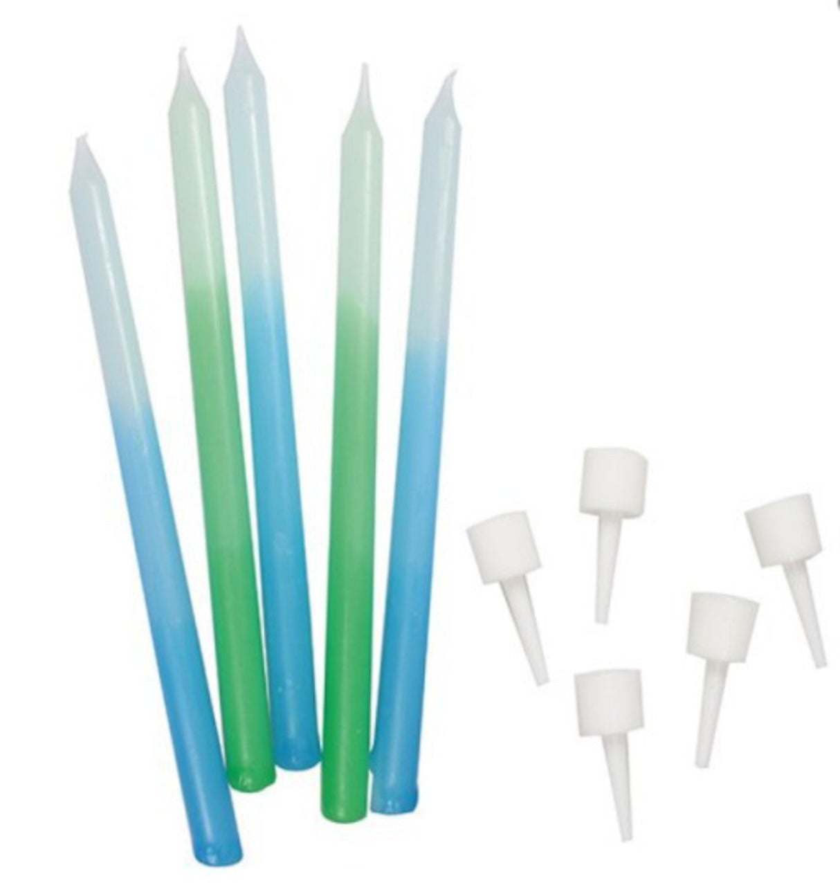 Candles Ombre Blue/Green 100mm (12) - Cafe Supply