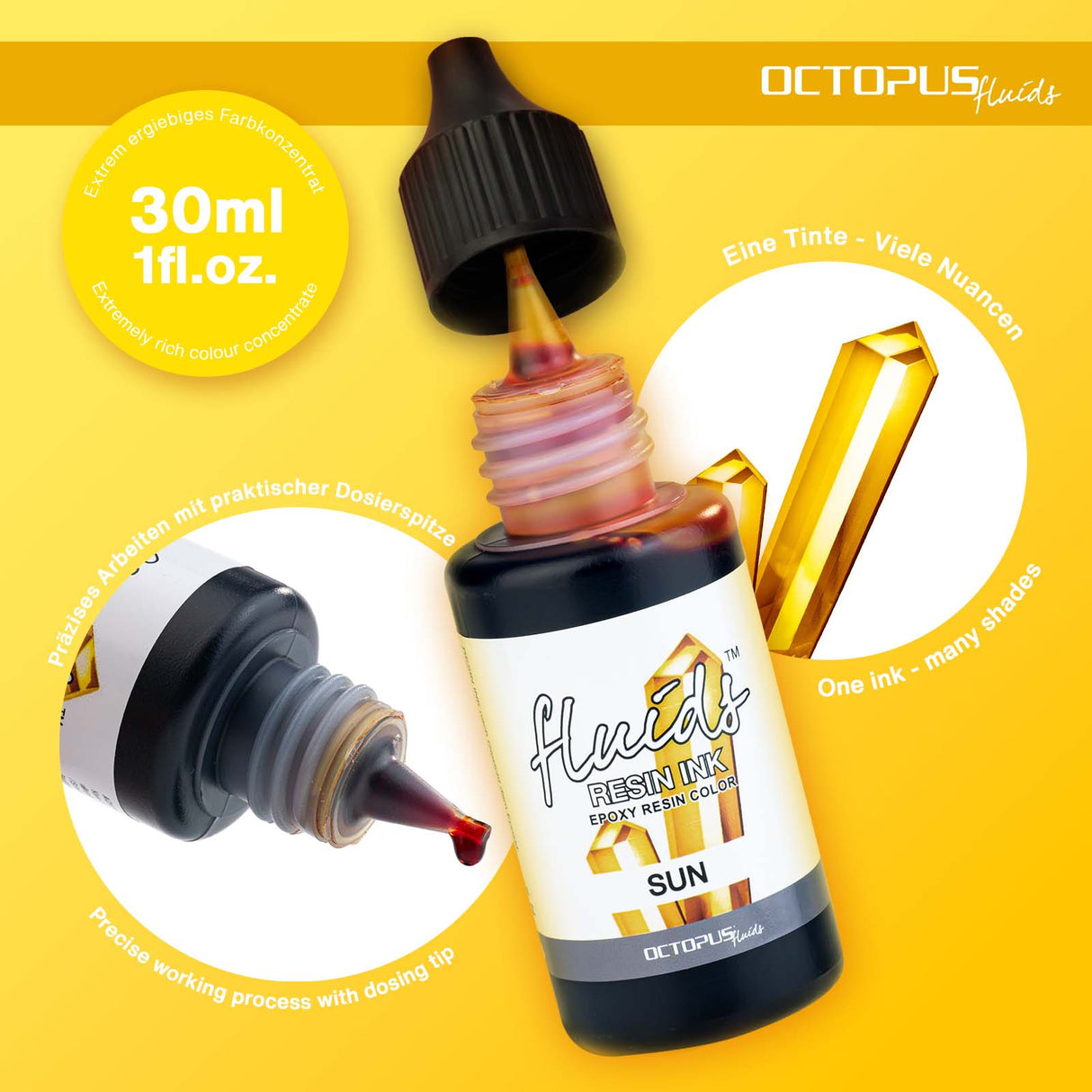 Octopus Fluids Resin Ink Sun Yellow 30ml - Cafe Supply