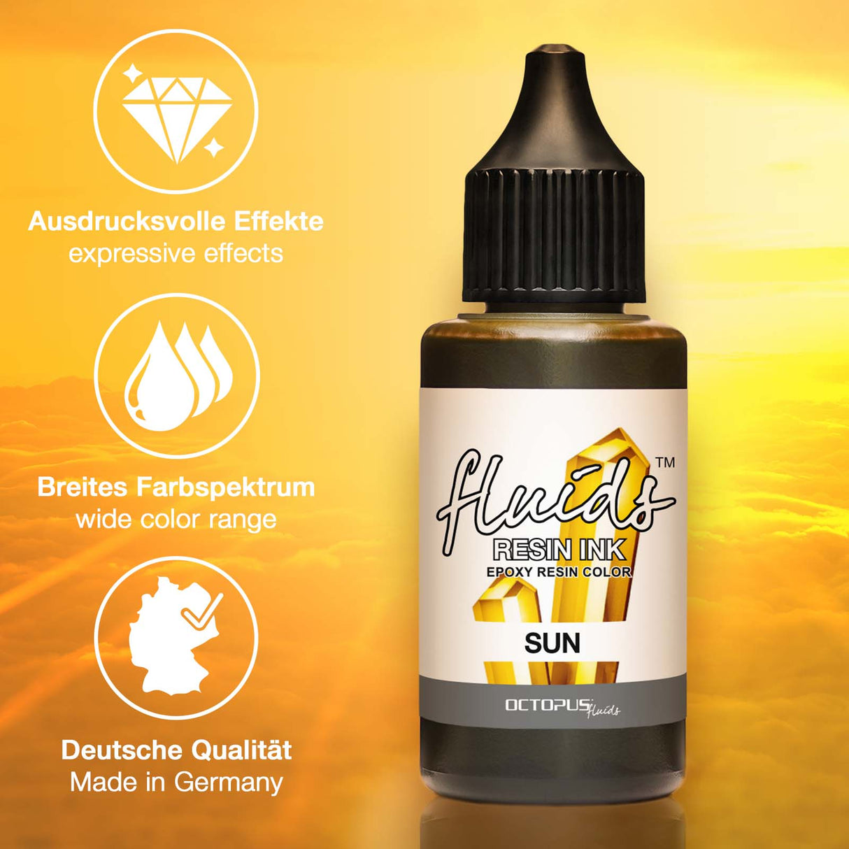 Octopus Fluids Resin Ink Sun Yellow 30ml - Cafe Supply