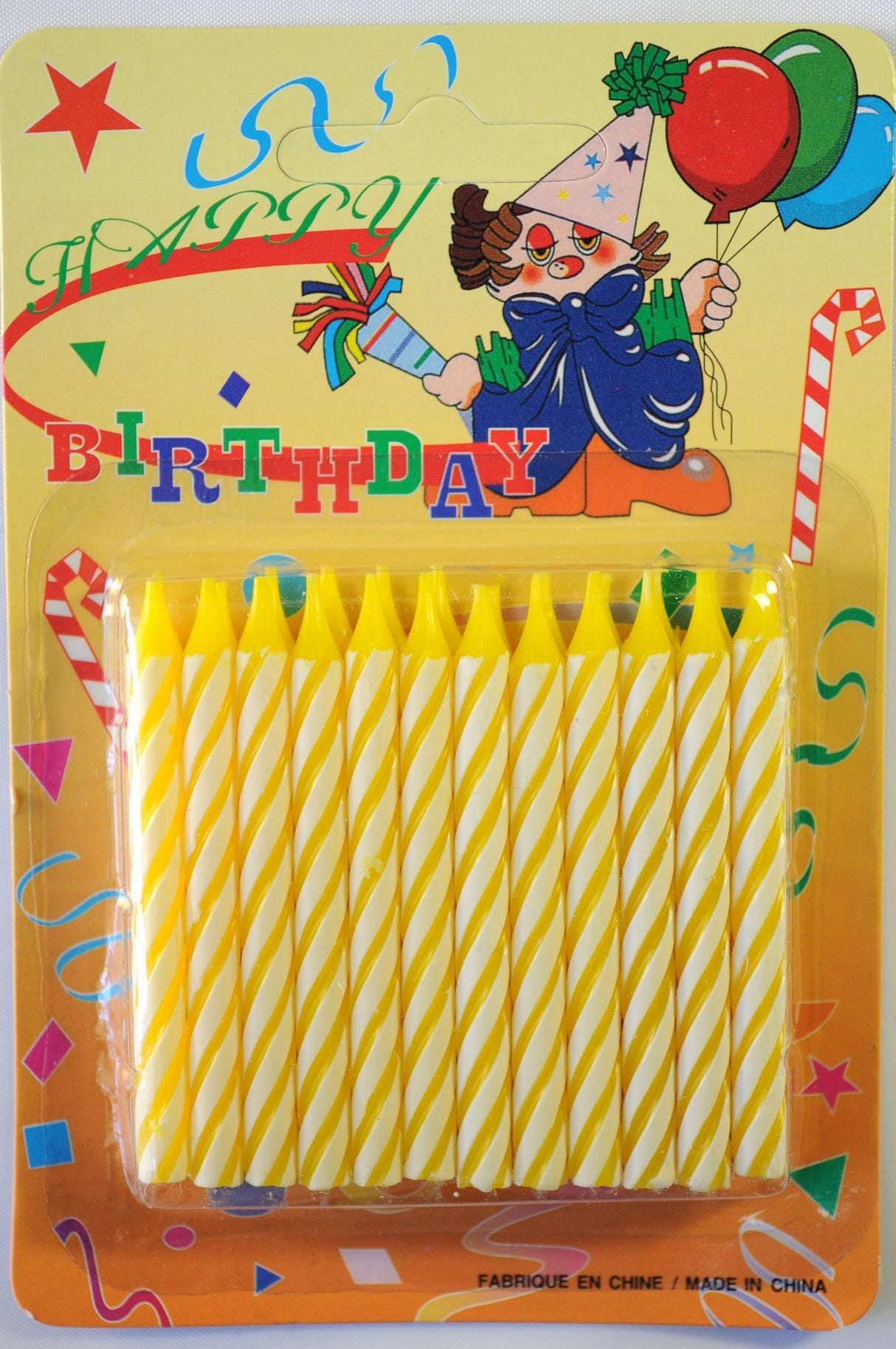 Candle Candy Striped Yellow 60mm (24) - Cafe Supply