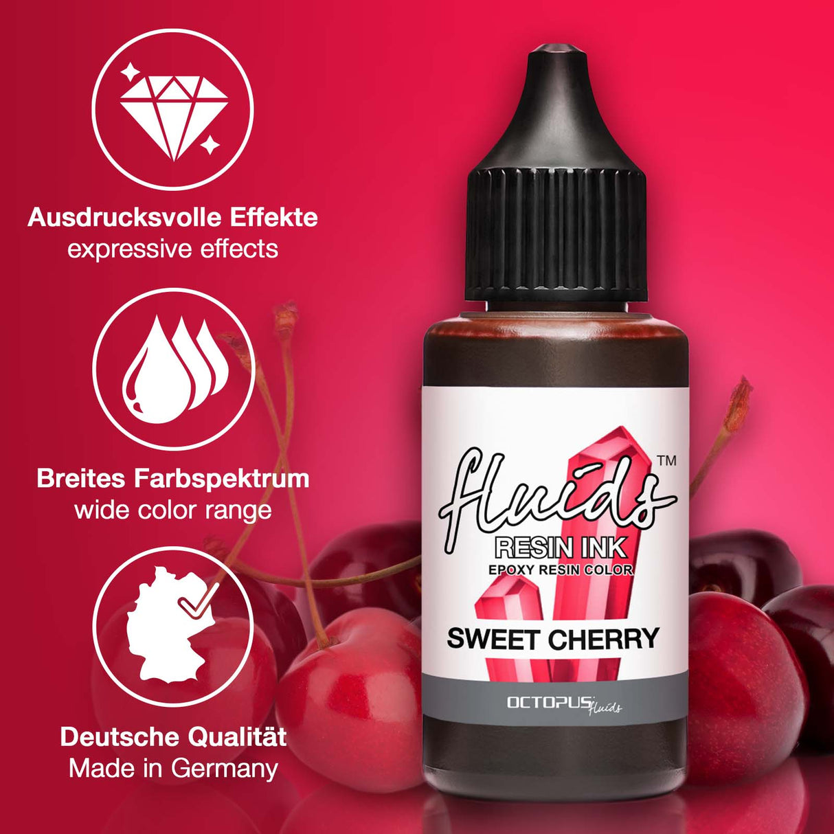 Octopus Fluids Resin Ink Sweet Cherry Red 30ml - Cafe Supply