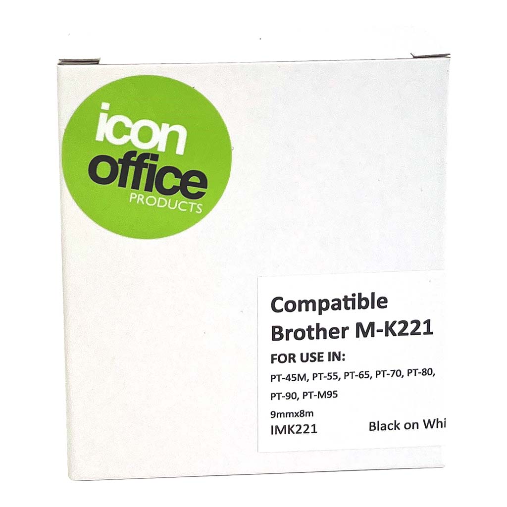 Icon Compatible Brother MK Tape 9mm Black on White - Cafe Supply