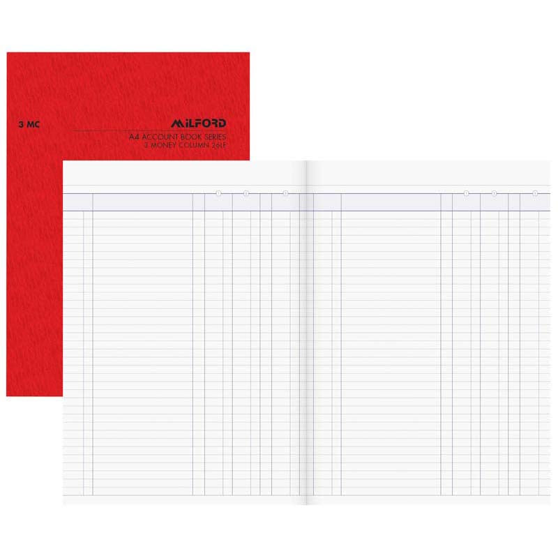 Milford A4 3 Money Column 26 Leaf Limp Account Book - Cafe Supply