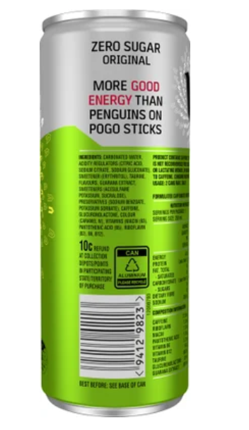 V Zero Sugar Original Guarana Energy Drink 250ml - Cafe Supply