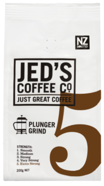 Jed's Coffee Co. #5 Extra Strong Strength Plunger Grind Coffee 200g - Cafe Supply