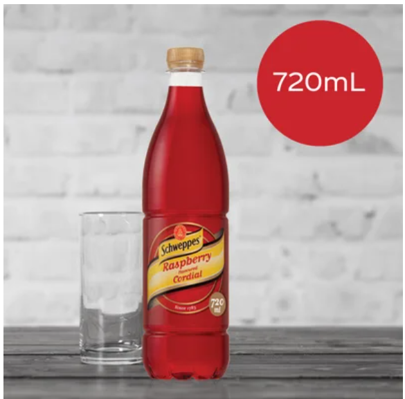 Schweppes Raspberry Flavoured Cordial 720ml - Cafe Supply