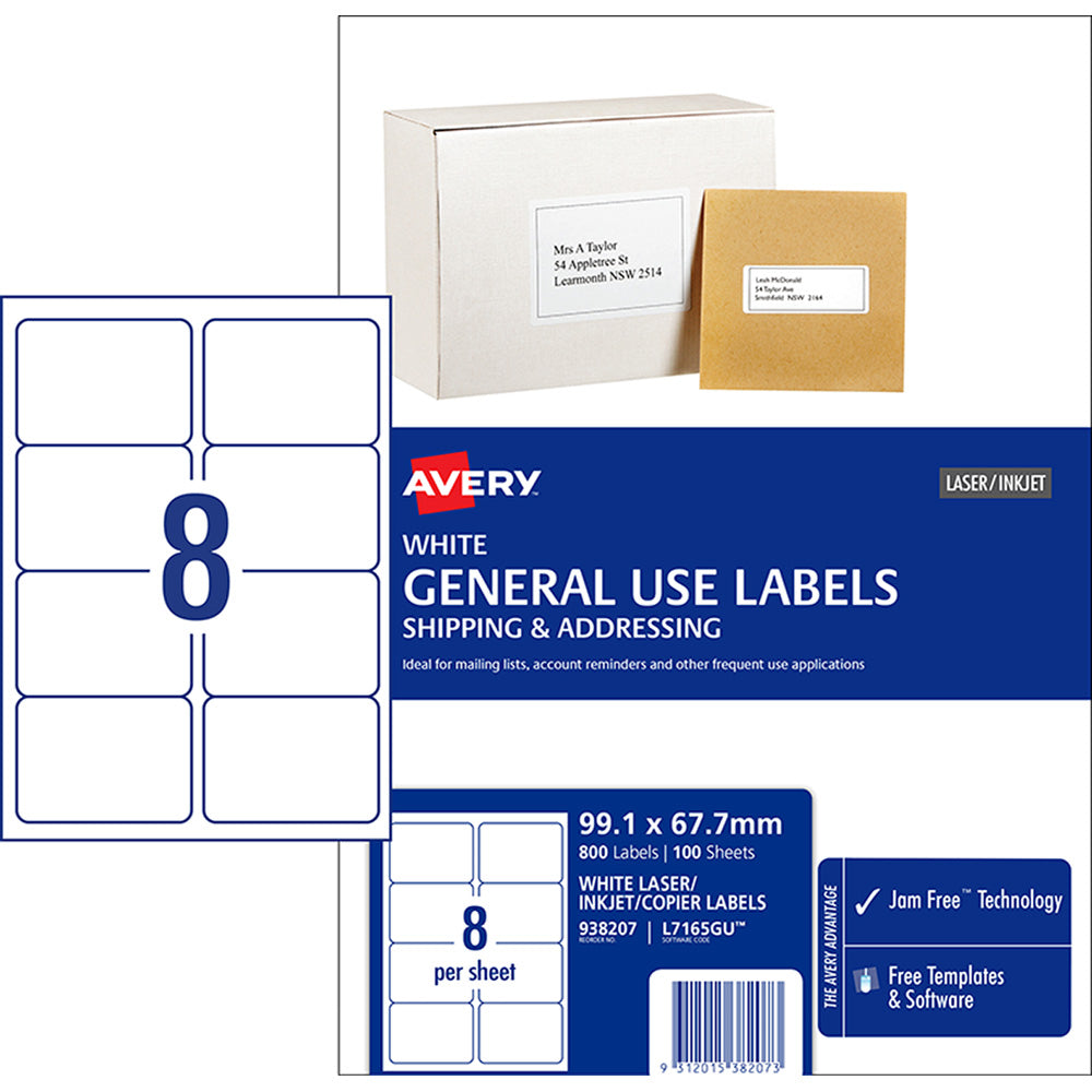 Avery Label L7165 General Use A4 8up 100 Sheets 99x67mm - Cafe Supply