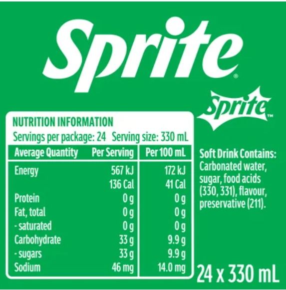 Sprite Natural Flavour Soft Drink Cans 24 x 330ml - Cafe Supply