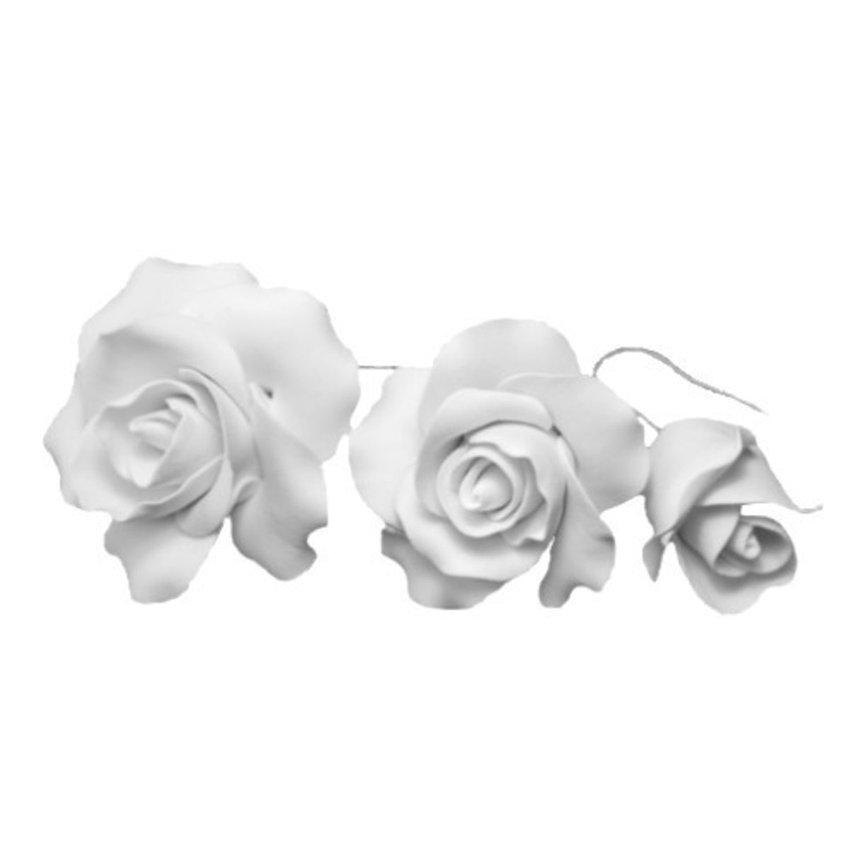 Icing White Rose Mix, 25mm. 45mm, 65mm roses (box 24) - Cafe Supply