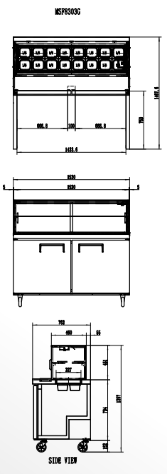 2 DOOR SANDWICH BAR WITH GLASS CANOPY 1530MM MSF8303G - Cafe Supply