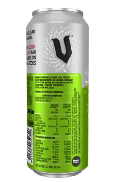 V Zero Sugar Original Guarana Energy Drink 500ml - Cafe Supply