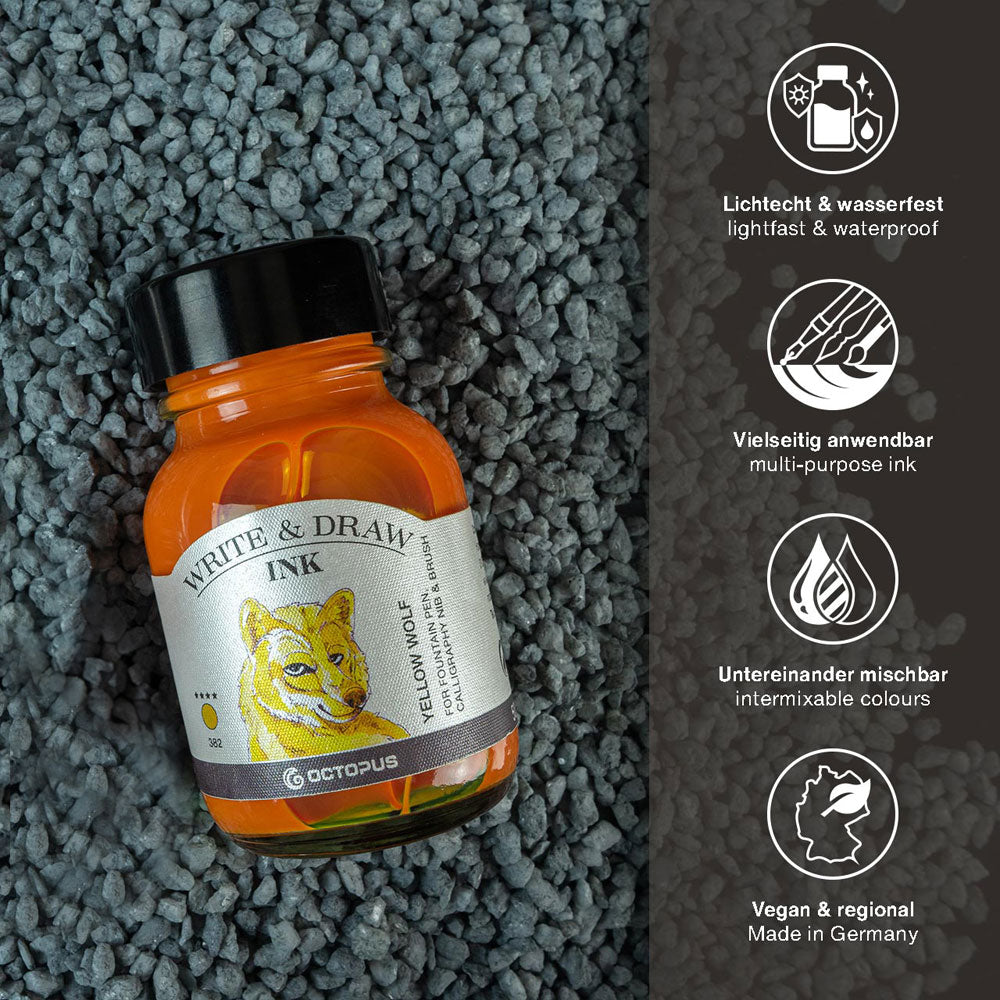 Octopus Fluids Write and Draw Ink 382 Yellow Wolf 50ml - Cafe Supply