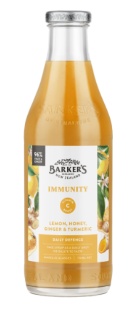 Barker's Immunity Lemon Honey Ginger & Turmeric Syrup 710ml - Cafe Supply