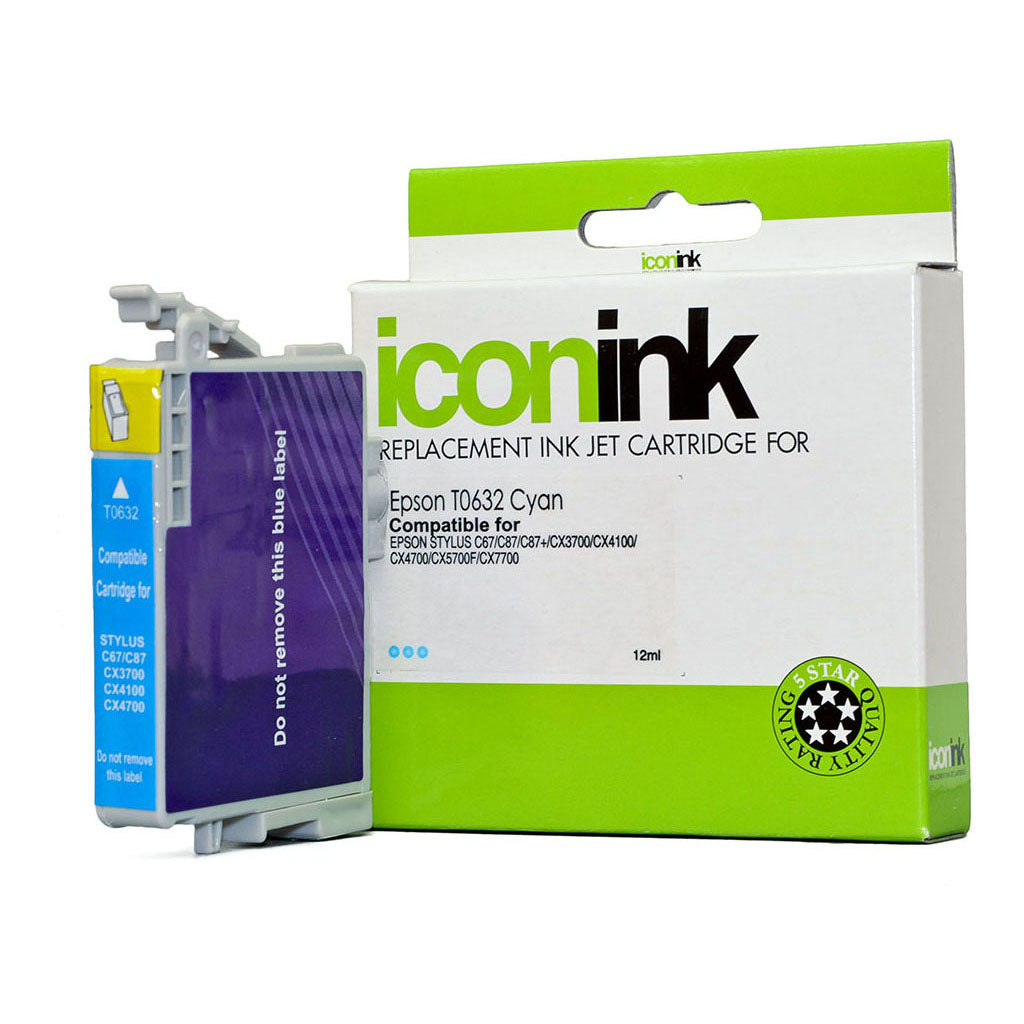 Icon Compatible Epson T0632 Cyan Ink Cartridge - Cafe Supply