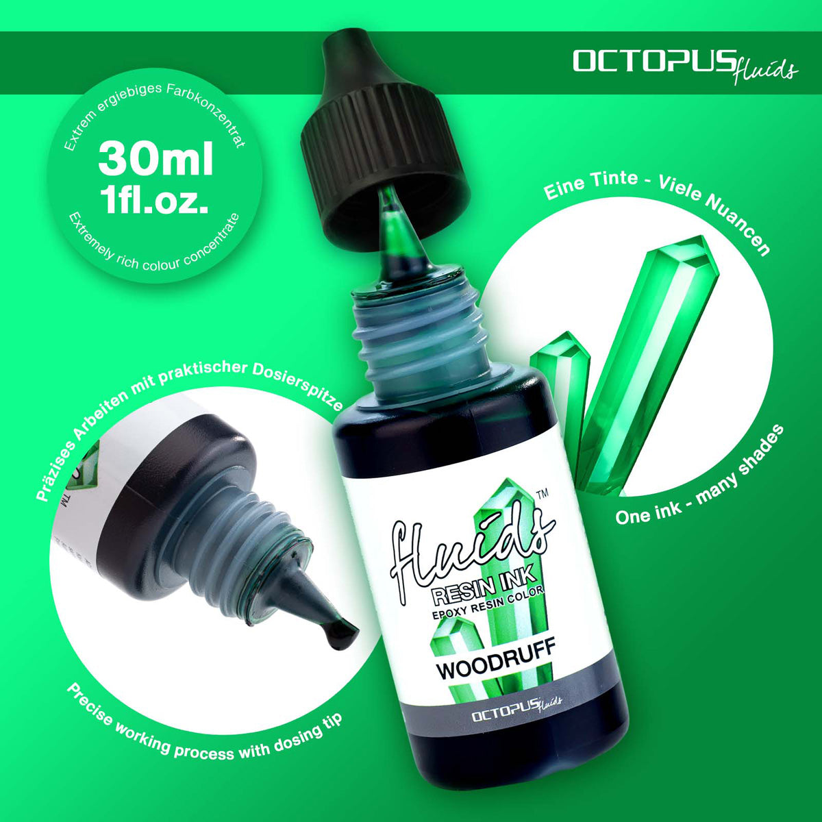 Octopus Fluids Resin Ink Woodruff Green 30ml - Cafe Supply