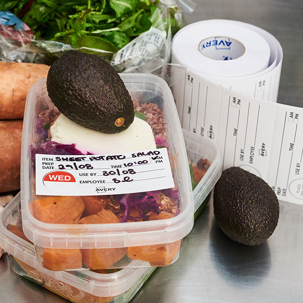 Avery Labels Shelf Life Removable 102x47mm White Black 500 Roll - Cafe Supply