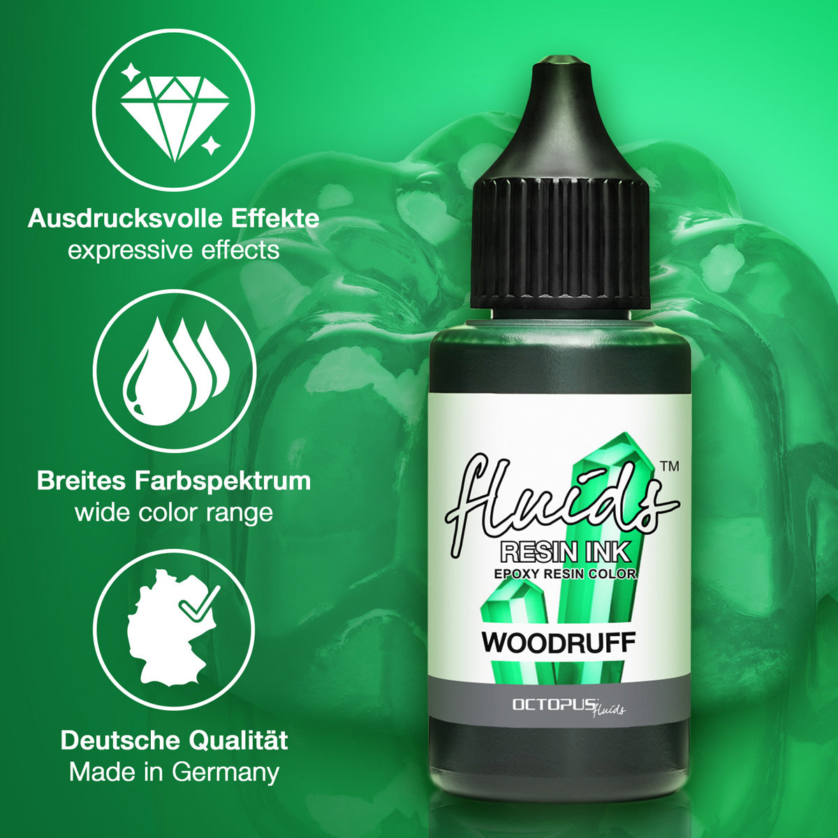 Octopus Fluids Resin Ink Woodruff Green 30ml - Cafe Supply