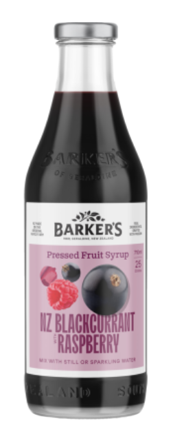 Barker's NZ Blackcurrant & Raspberry Pressed Fruit Syrup 710ml - Cafe Supply