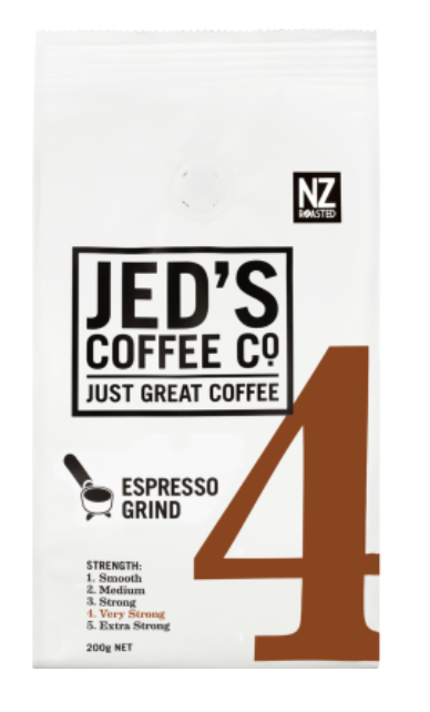 Jed's Coffee Co. #4 Very Strong Strength Espresso Grind Coffee 200g - Cafe Supply