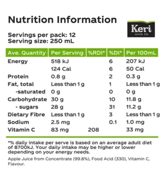 Keri Favourites Apple Juice 3l - Cafe Supply