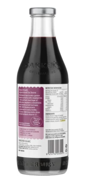 Barker's NZ Blackcurrant & Raspberry Pressed Fruit Syrup 710ml - Cafe Supply