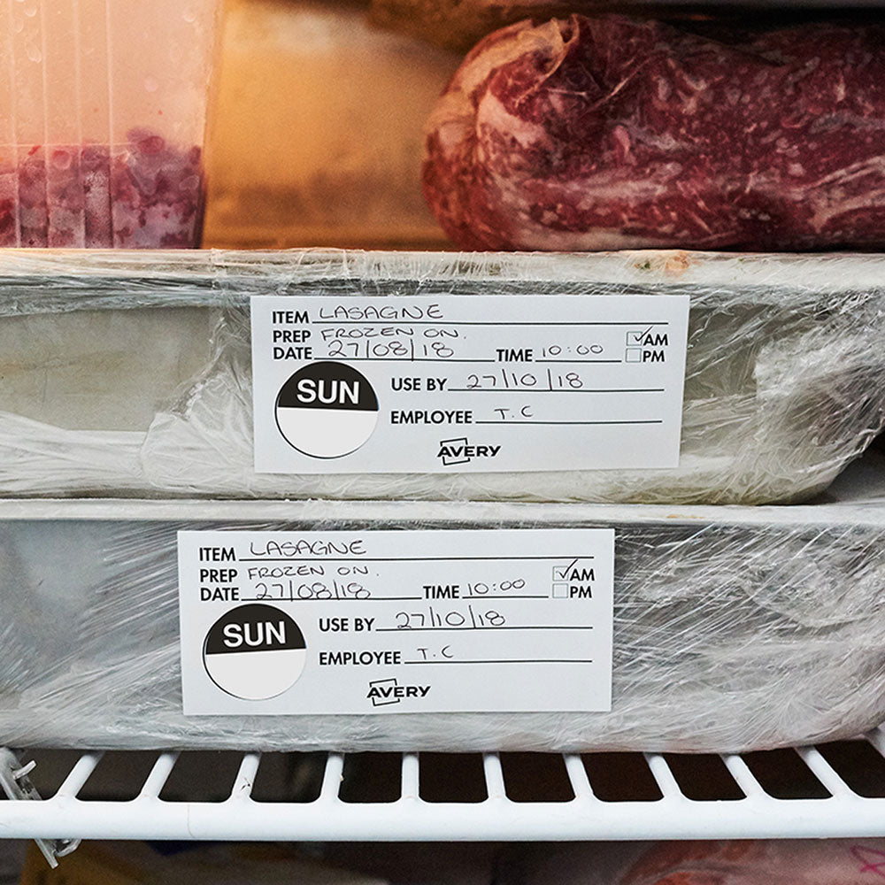 Avery Labels Sunday Round Day 24mm Black White 1000 Roll - Cafe Supply