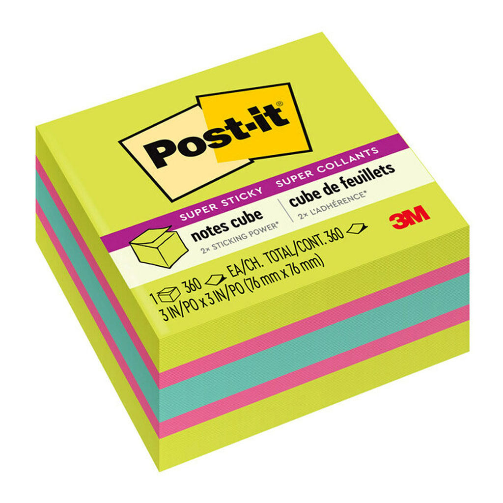Post-it Super Sticky Memo Cube 2027-SSGFA 76x76mm 360sh - Cafe Supply