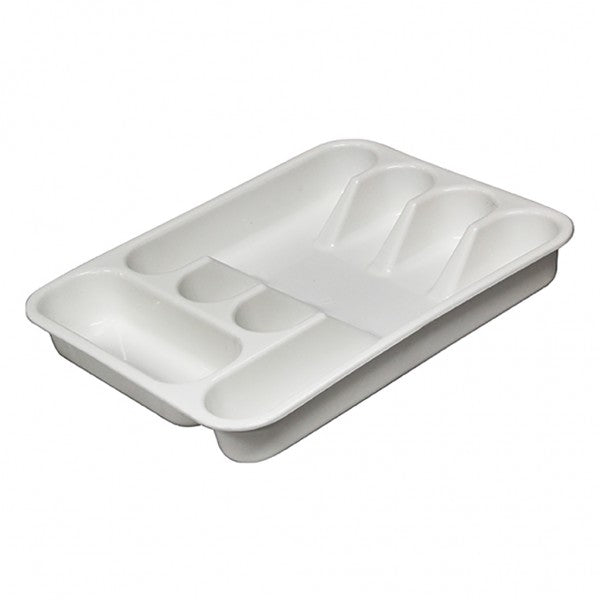 White Cutlery Tray 5 Compartment - Cafe Supply