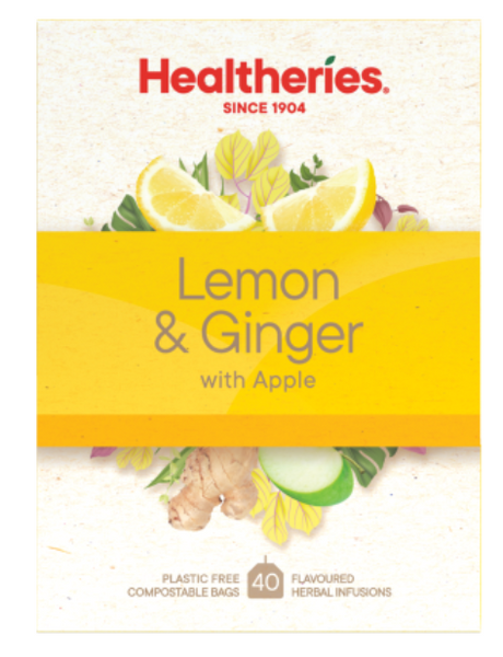 Healtheries Lemon & Ginger With Apple Tea Bags 40pk - Cafe Supply