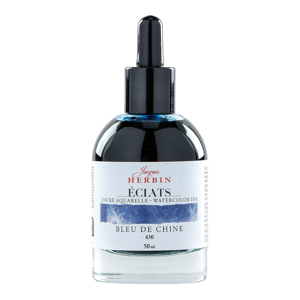 Jacques Herbin Eclats Watercolour Ink 430 China Blue 50ml - Cafe Supply