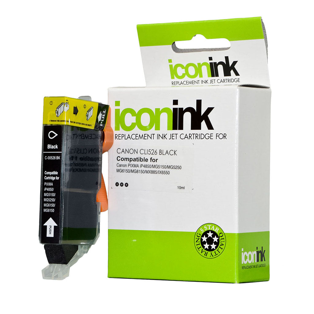 Icon Compatible Canon CLI526 Black Ink Cartridge - Cafe Supply
