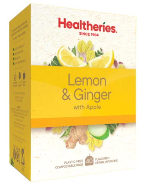 Healtheries Lemon & Ginger With Apple Tea Bags 40pk - Cafe Supply