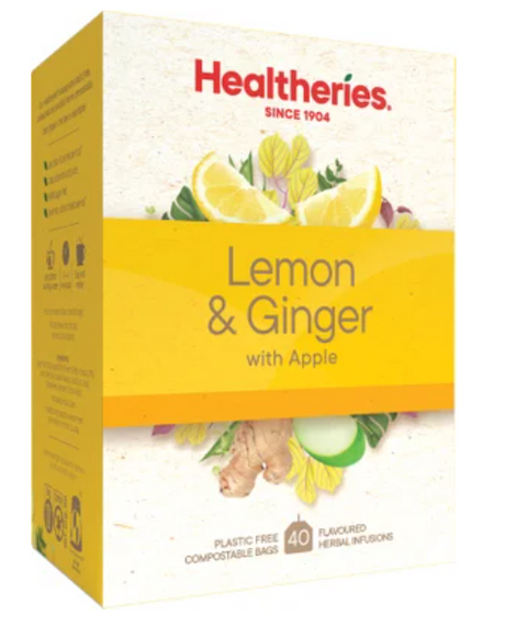 Healtheries Lemon & Ginger With Apple Tea Bags 40pk - Cafe Supply
