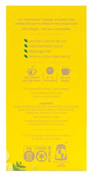 Healtheries Lemon & Ginger With Apple Tea Bags 40pk - Cafe Supply