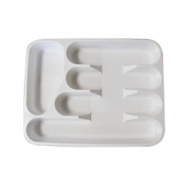 White Cutlery Tray 5 Compartment - Cafe Supply
