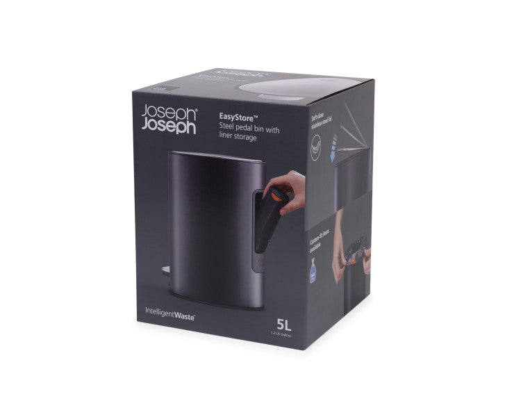 Joseph Joseph Easystore 5L Pedal Bin Matte - Black - Cafe Supply