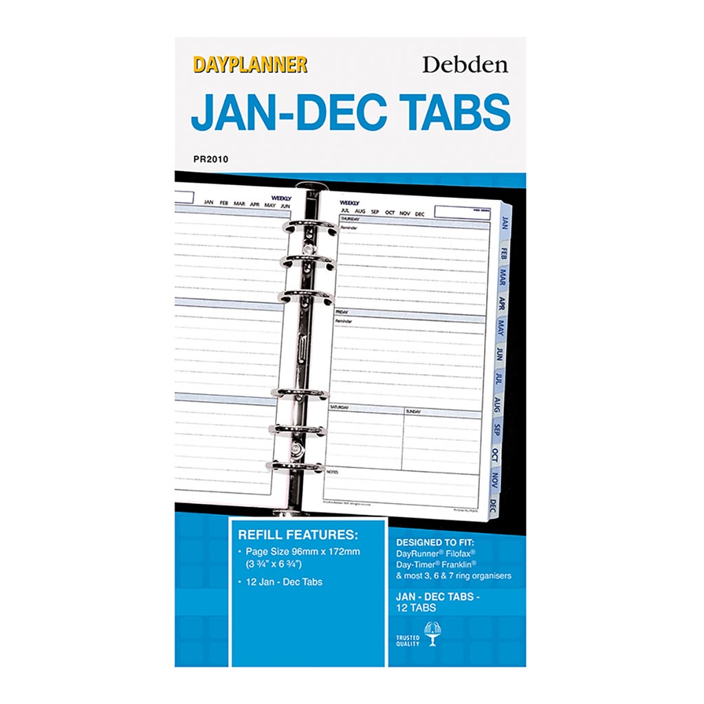 Debden Personal Dayplanner Tabs Jan-Dec - Cafe Supply