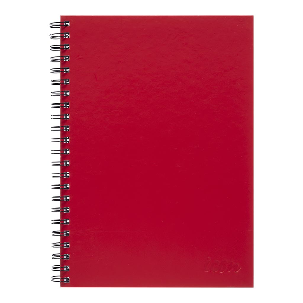 Icon Spiral Notebook A4 Hard Cover Red 200 pg - Cafe Supply