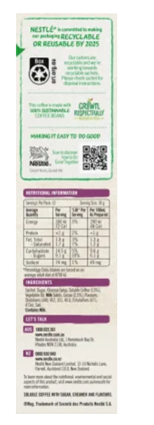 Nescafe Mocha Coffee Sachets 10pk - Cafe Supply