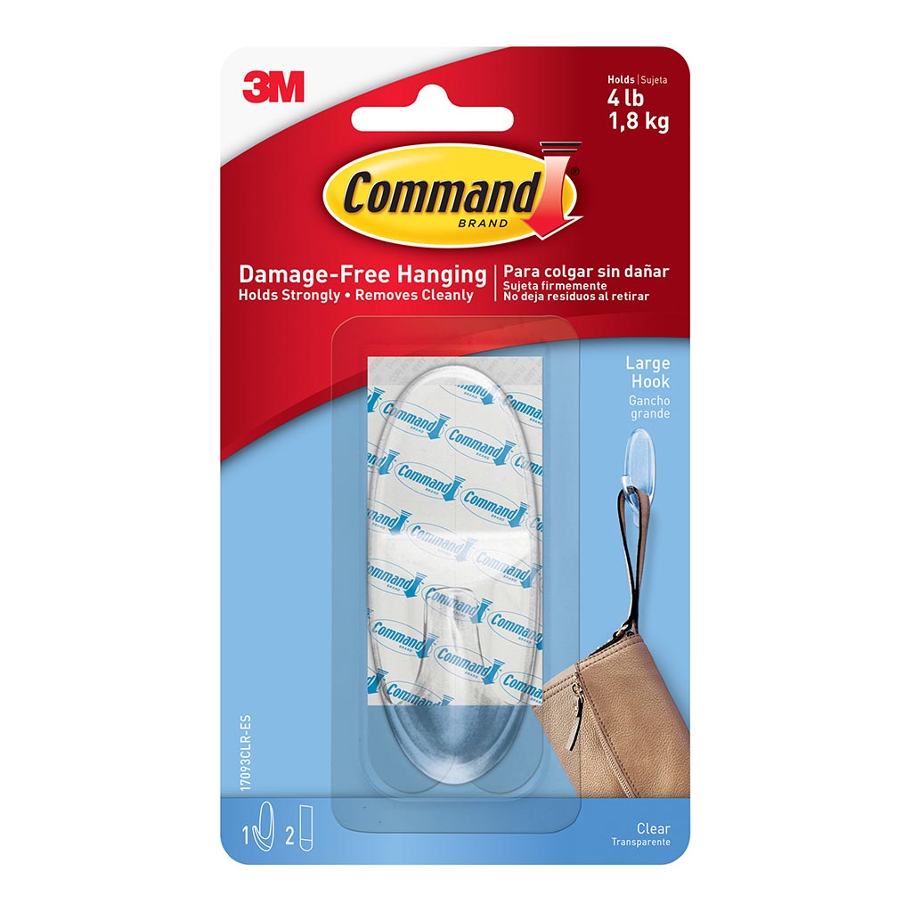 Command Hook 17093CLR-ES Large Clear - Cafe Supply