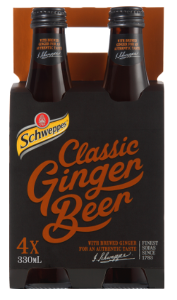 Schweppes Classic Ginger Beer Bottles 4 x 330ml - Cafe Supply